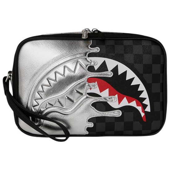 Sprayground Νεσεσέρ Silver Side Drip Black Check Toiletry Brick Bag